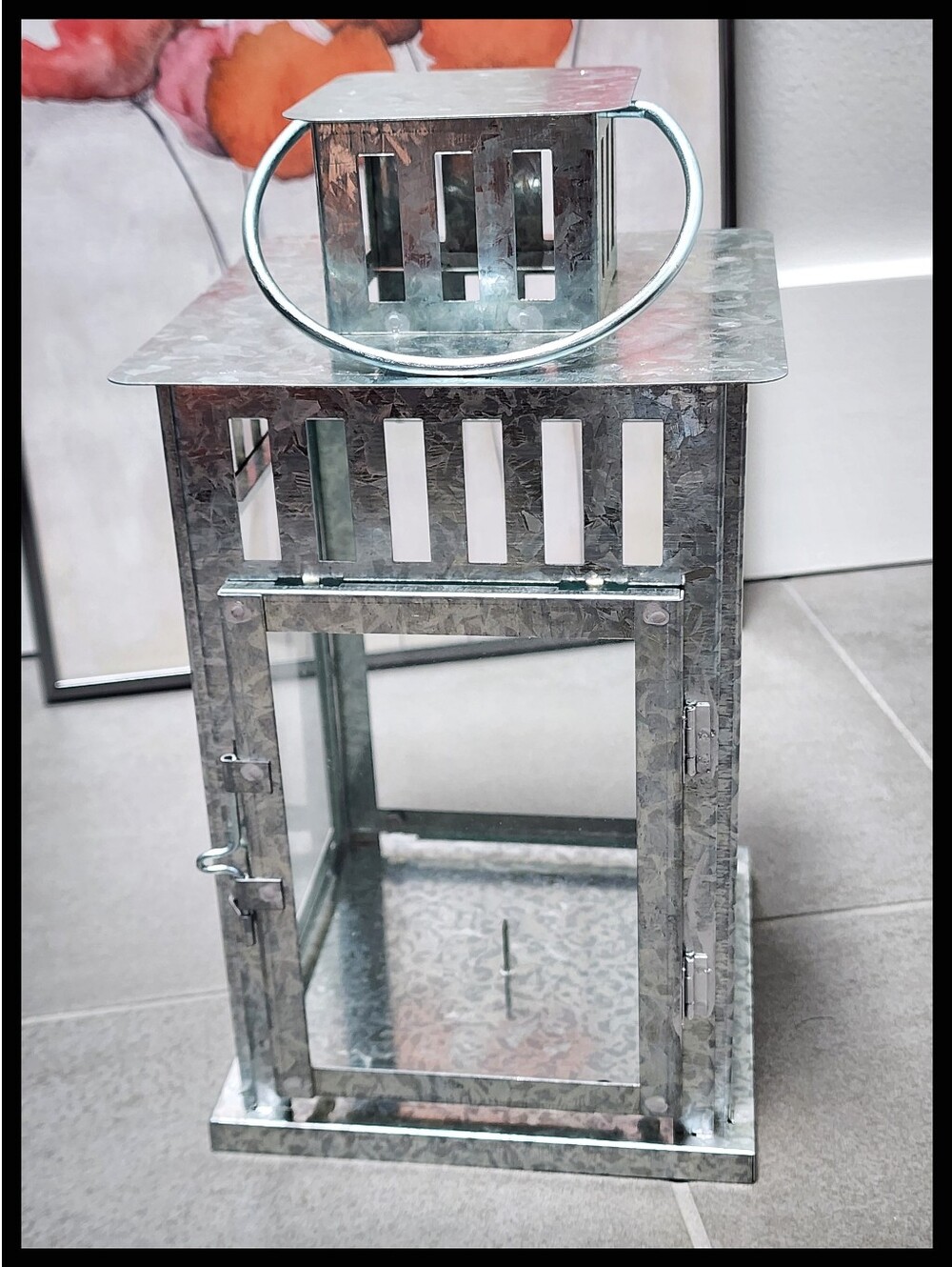 NWT IKEA Borbby Galvanized Metal Glass Lantern Pillar Candle String Light Floral